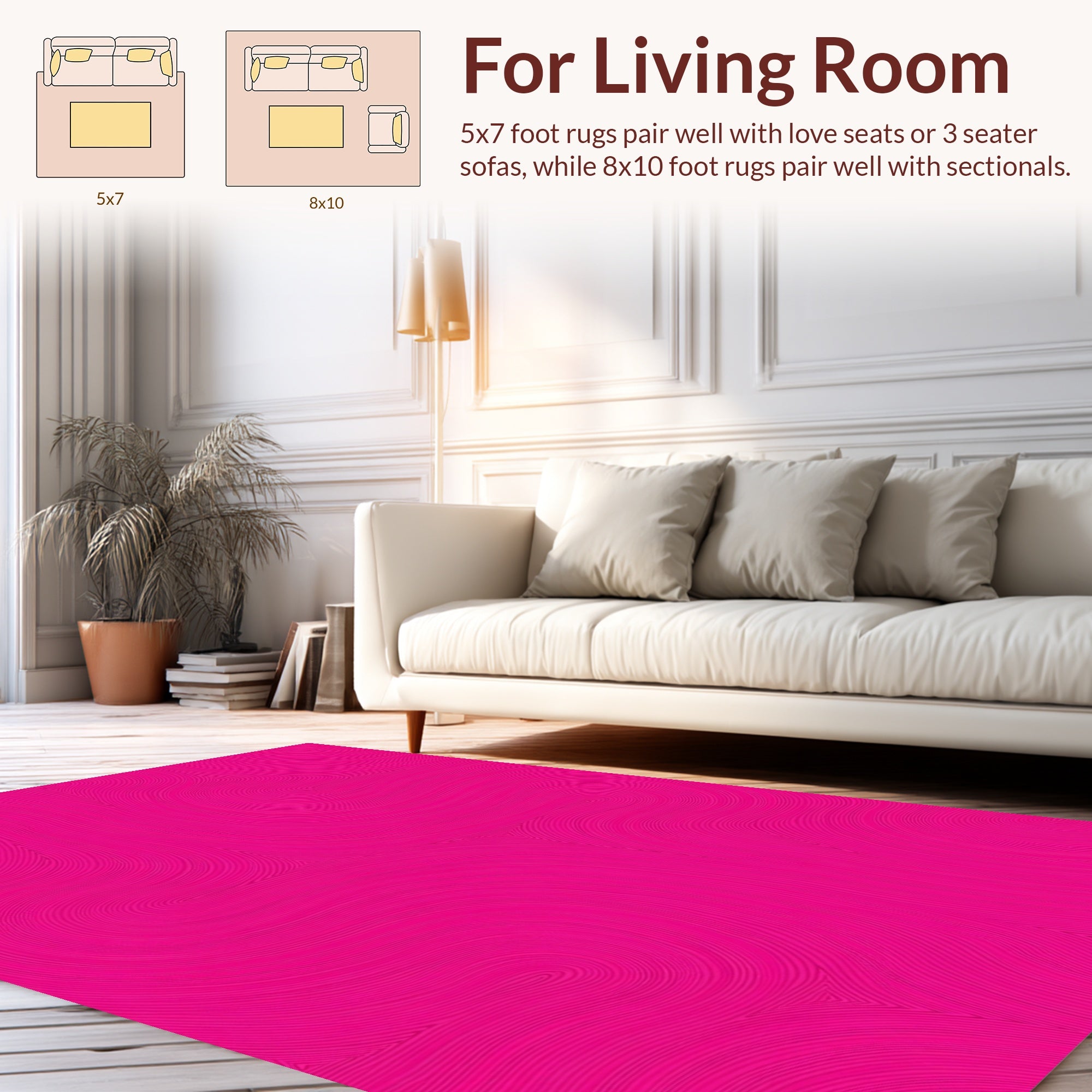 Vibrant Pink Swirls Pattern Design Rug