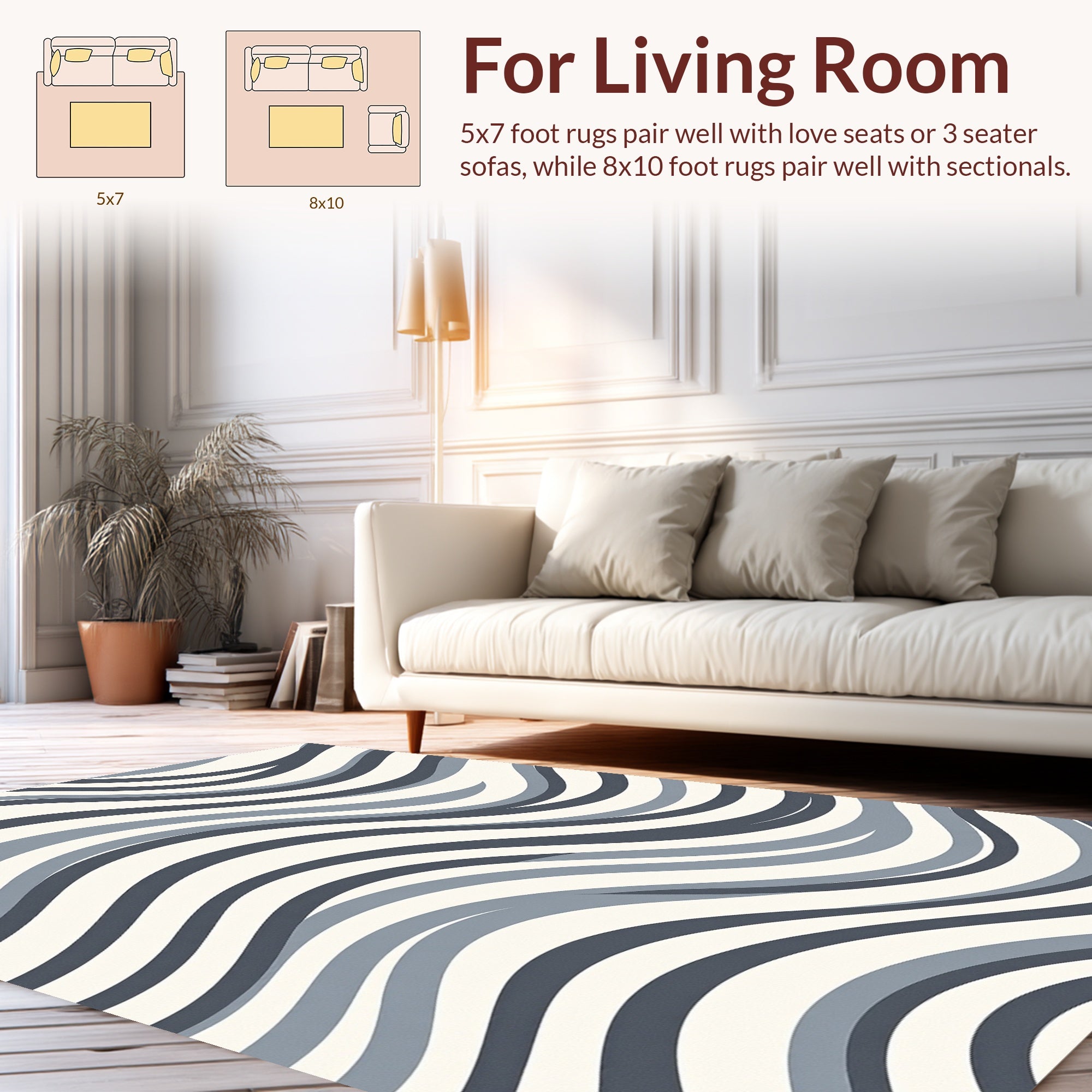 Cool Grey Wave Pattern Rug