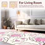 Playful Pink Black Swirling Cloud Design Rug