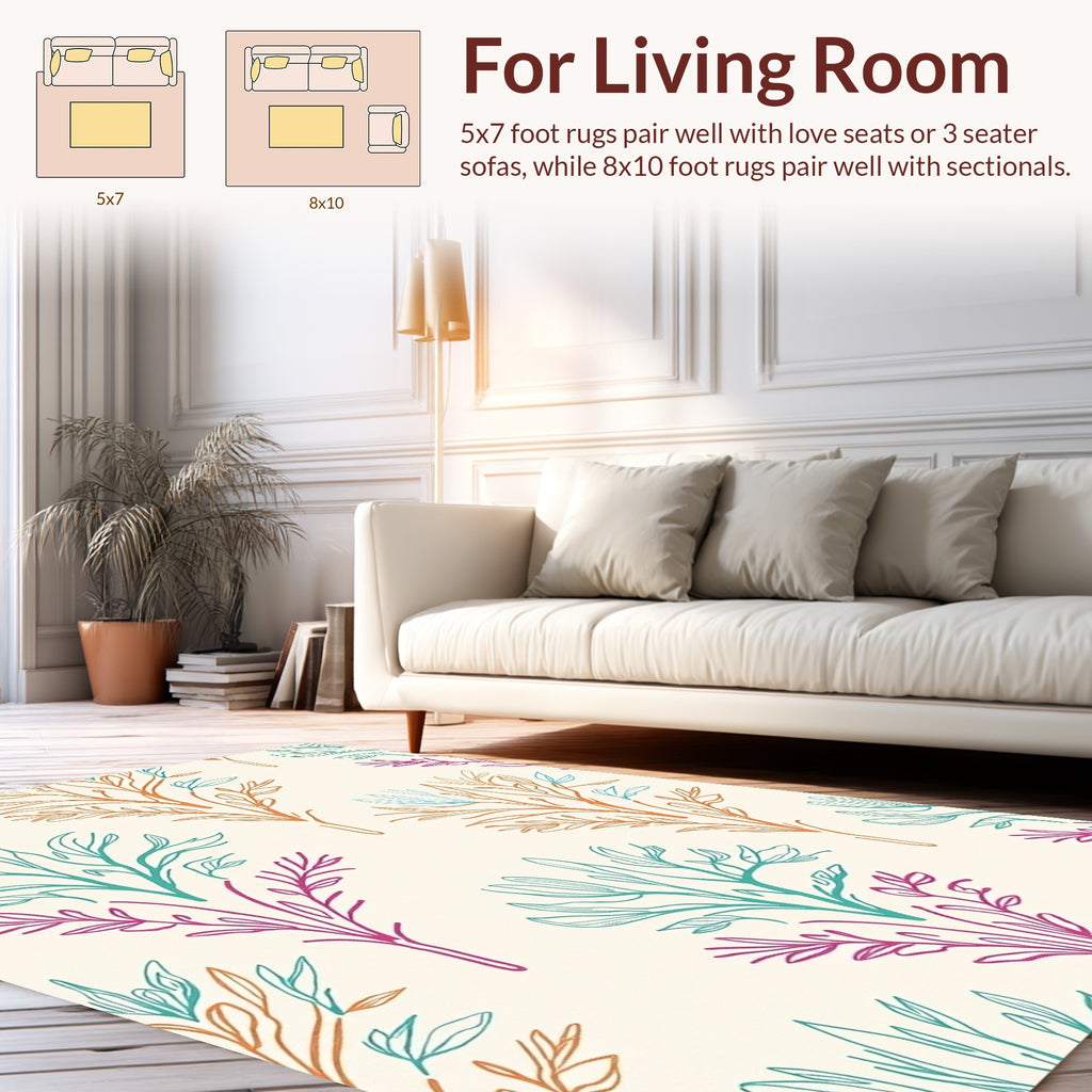 Branching Flora Outline Pattern Rug