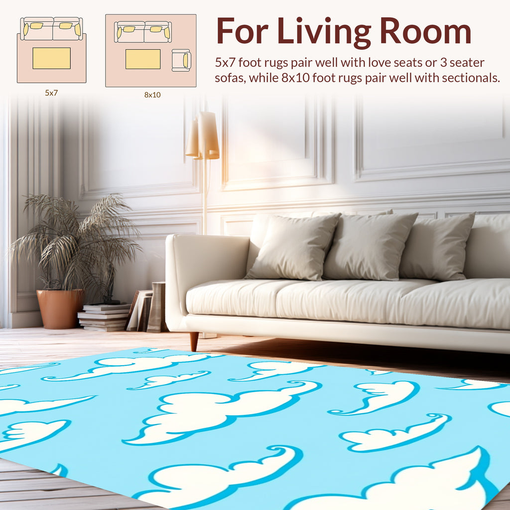 Whimsical Cloud Pattern Gentle Sky Design Rug