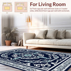 Elegant Navy Floral Mandala Design Rug