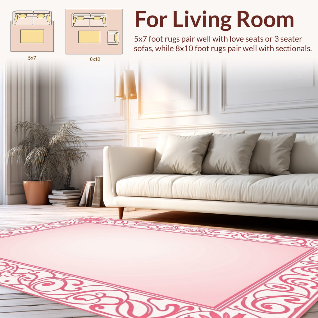 Art Nouveau Floral Swirl Border Design Rug