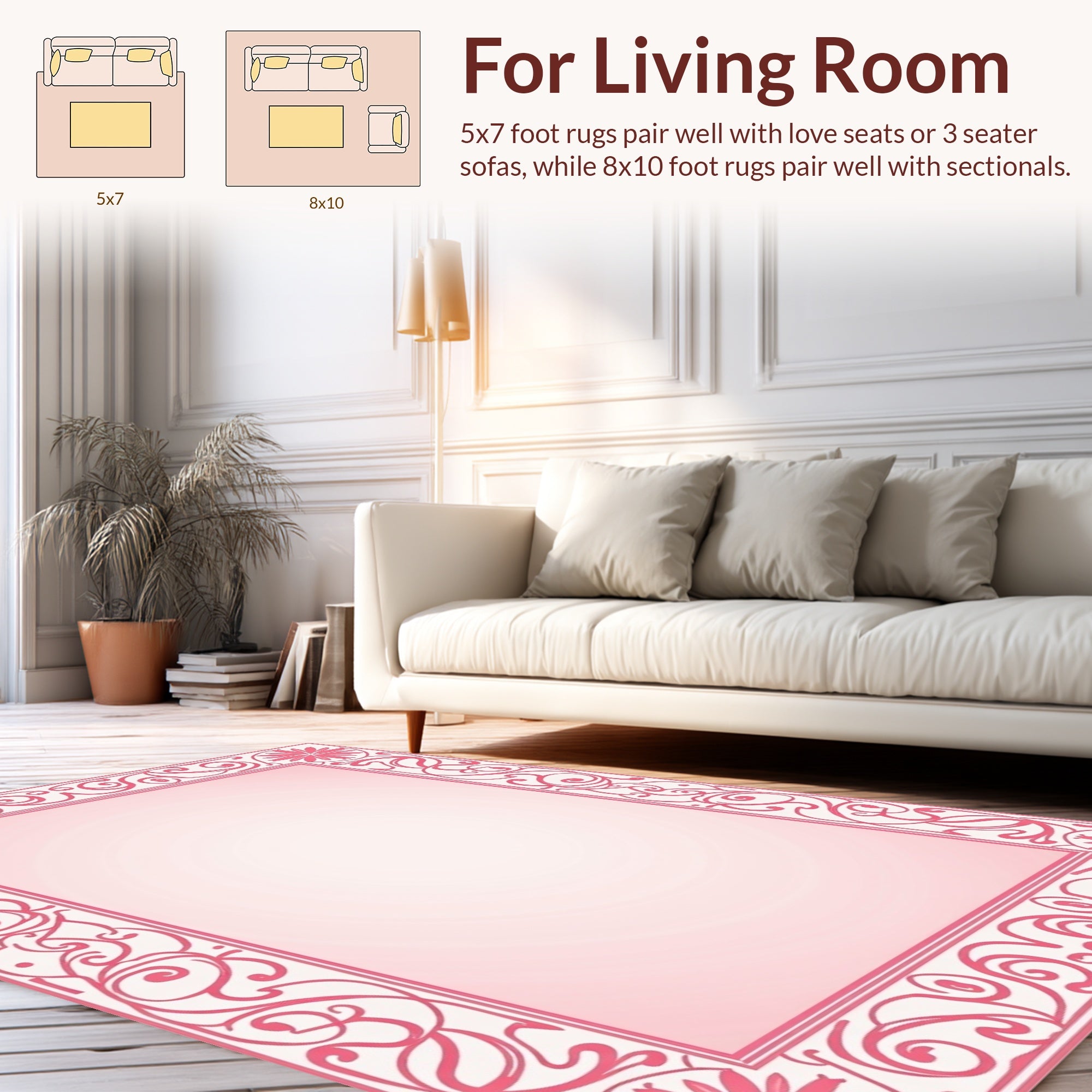 Art Nouveau Floral Swirl Border Design Rug