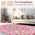 Vibrant Pink Floral Mandala Pattern Rug