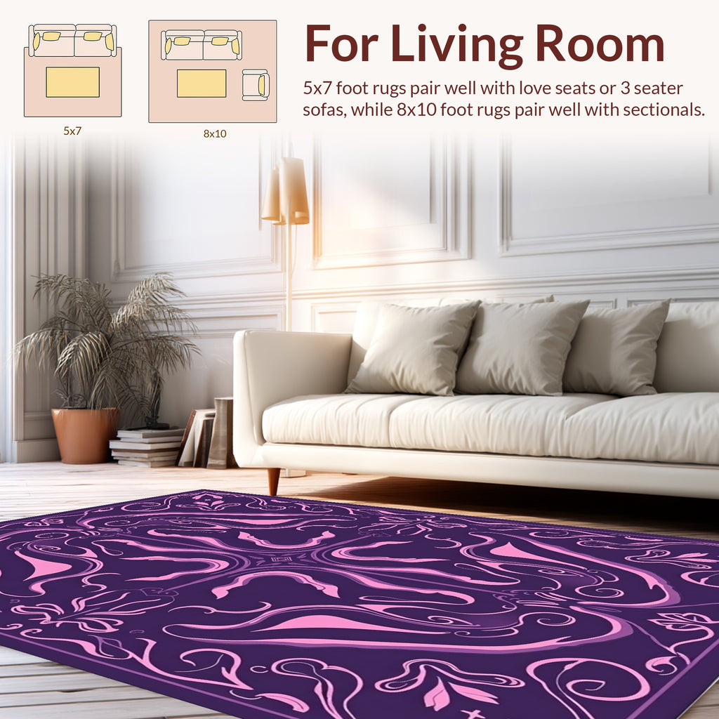 Abstract Swirls Lilac Pattern Rug