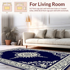 Ornate Dark Blue Floral Medallion Rug