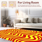 Bold Red Yellow Wavy Lines Rug