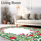 Vintage Floral Garden Border Design Rug