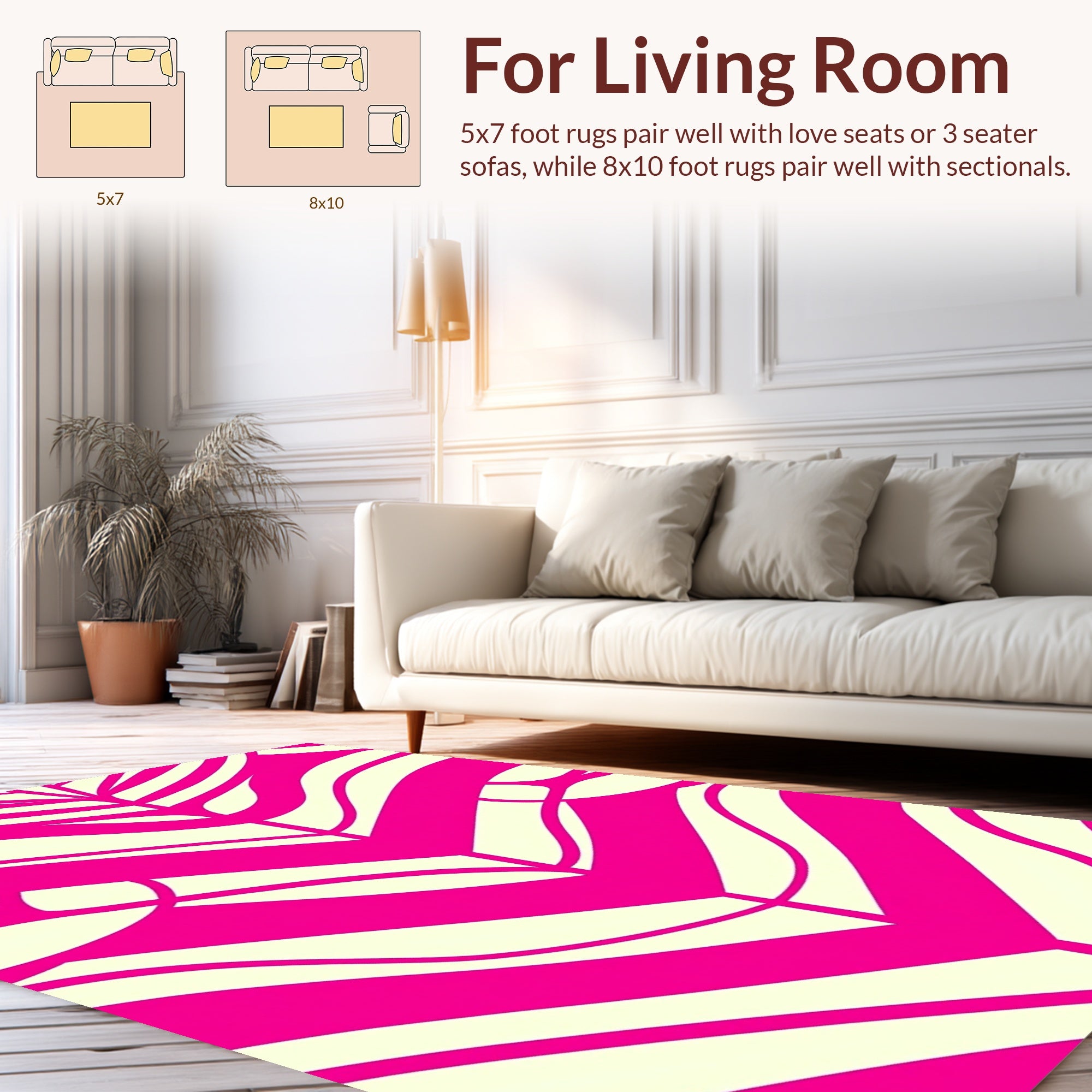 Bold Pink Cream Zebra Strips Rug