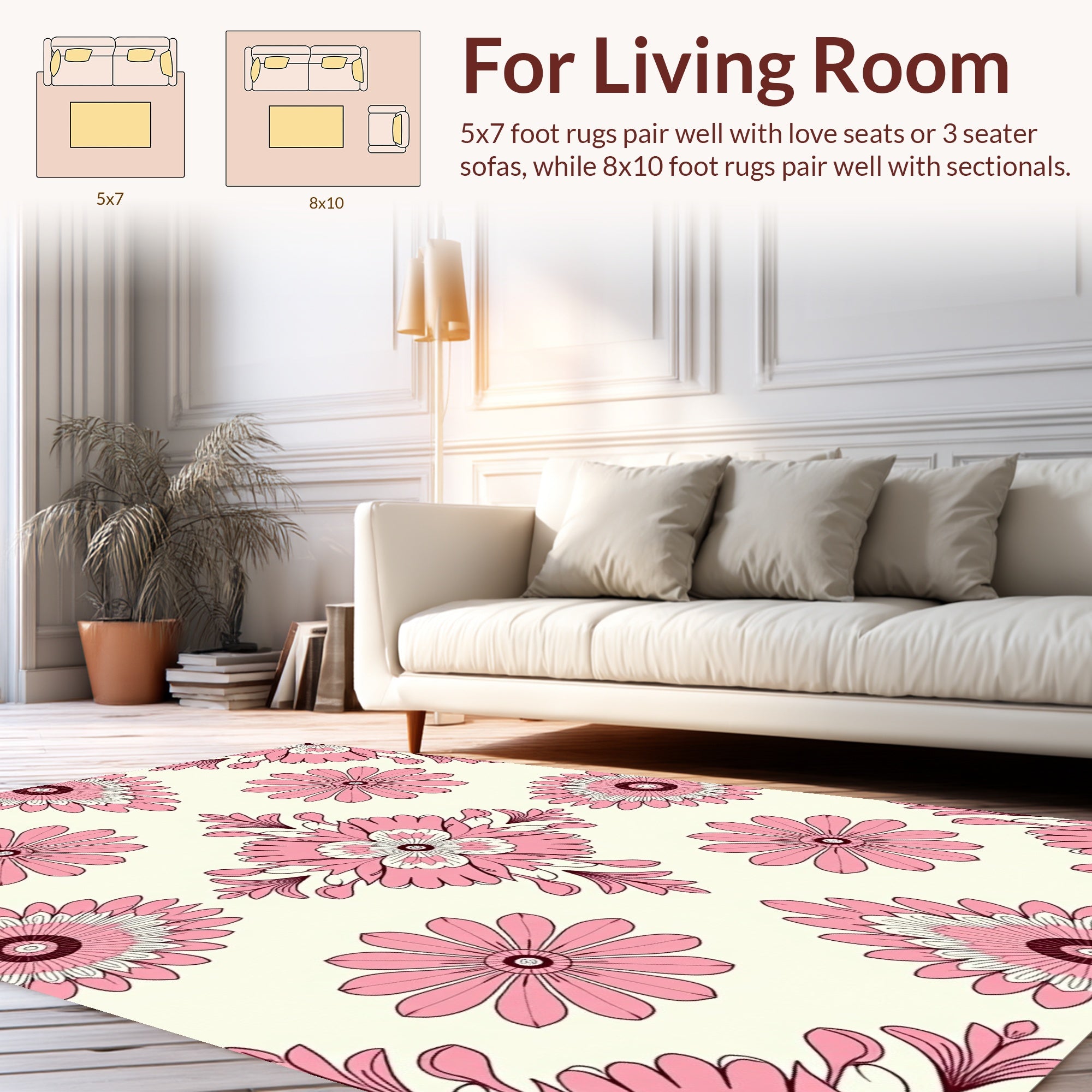 Pink Floral Symmetry Pattern Rug