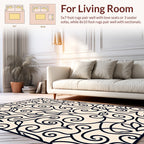 Elegant Swirl and Leaf Pattern Rug