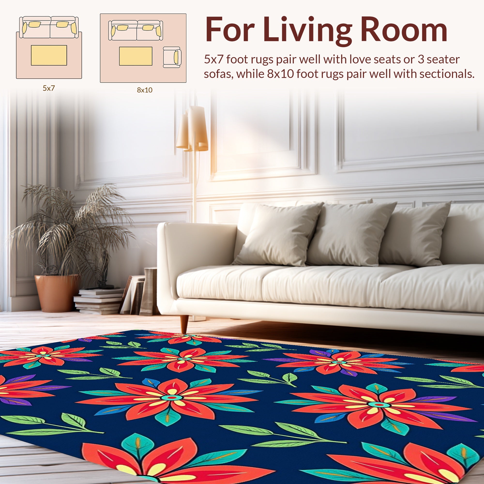 Bold Floral Pattern Design Rug