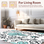 Soft Teal Floral Scroll Pattern Rug