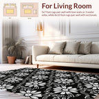Densely Packed Floral Sketch Pattern Rug