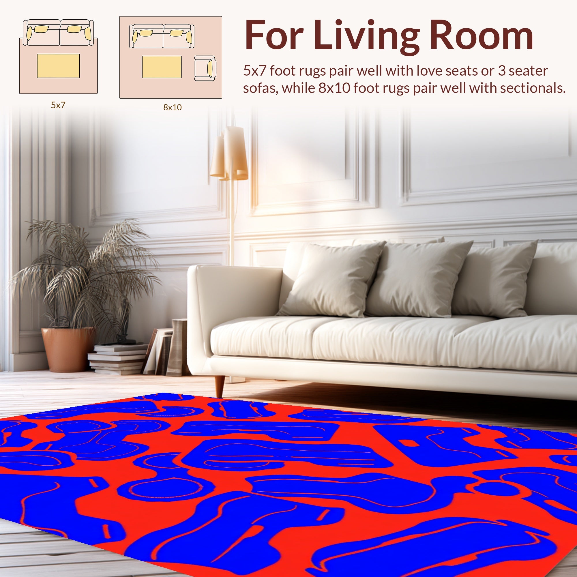 Abstract Blue Blob Pattern Rug
