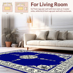 Classic Blue Cream Floral Medallion Rug