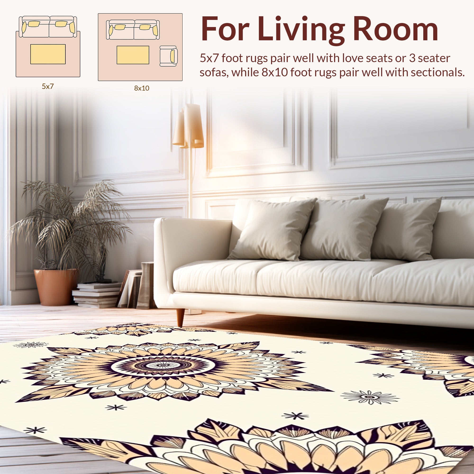 Mandala Patterned Floral Rug