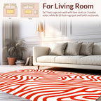 Bold Red Wavy Lines Design Rug