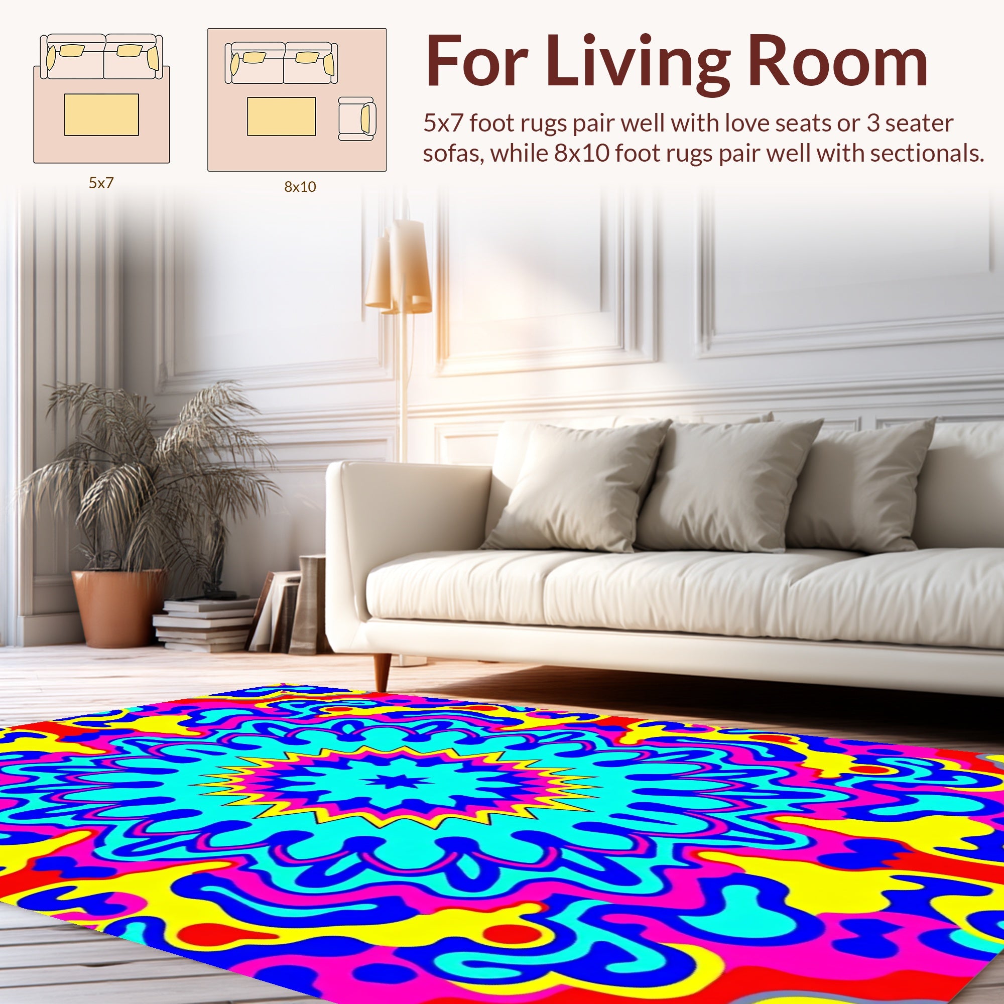 Radiant Psychedelic Floral Mandala Design Rug