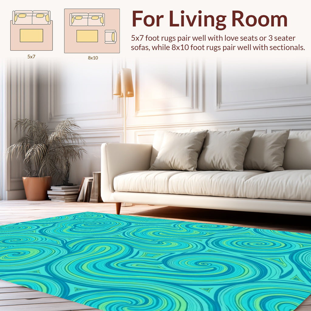 Aqua Swirl Pattern Rug