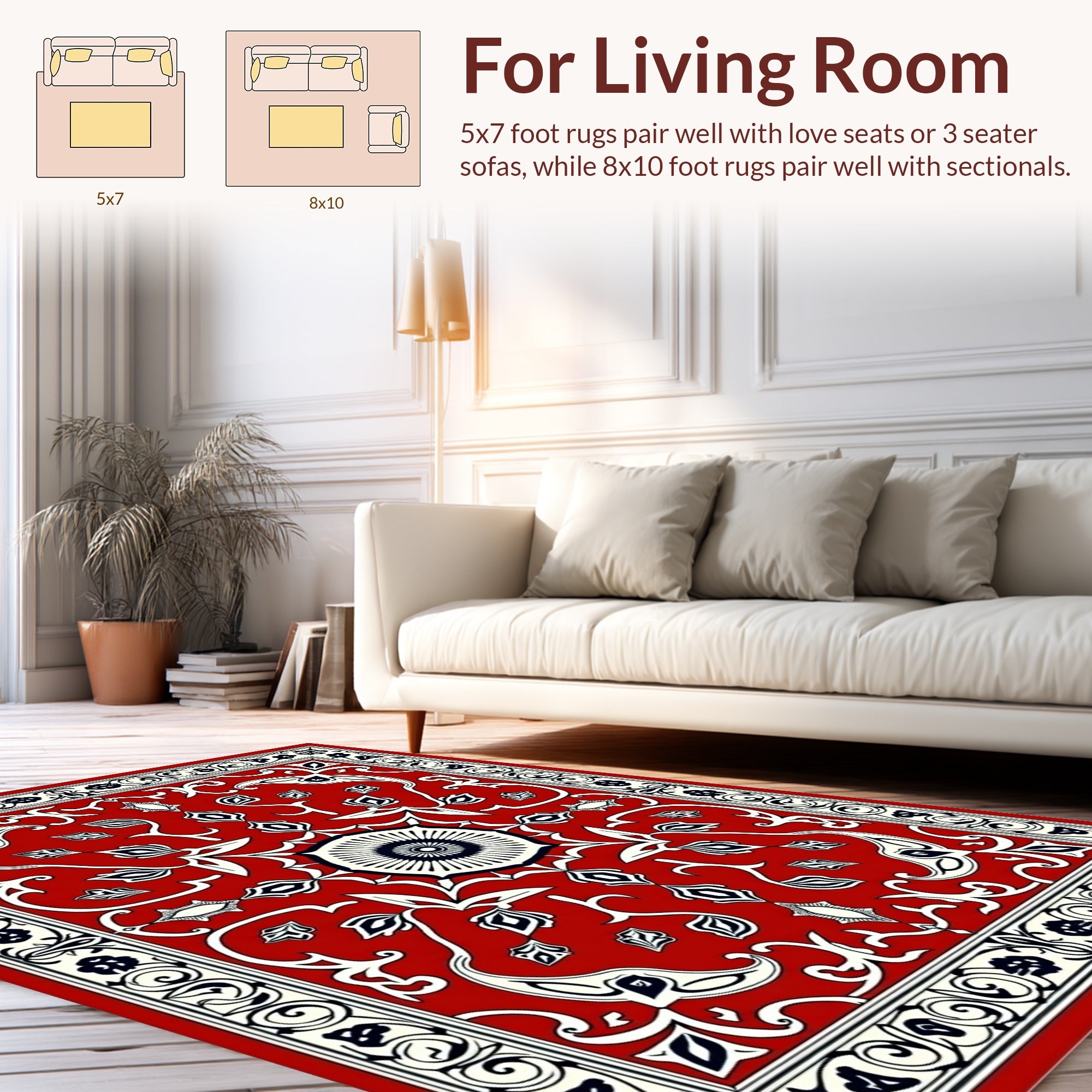 Intricate Red Floral Medallion Rug