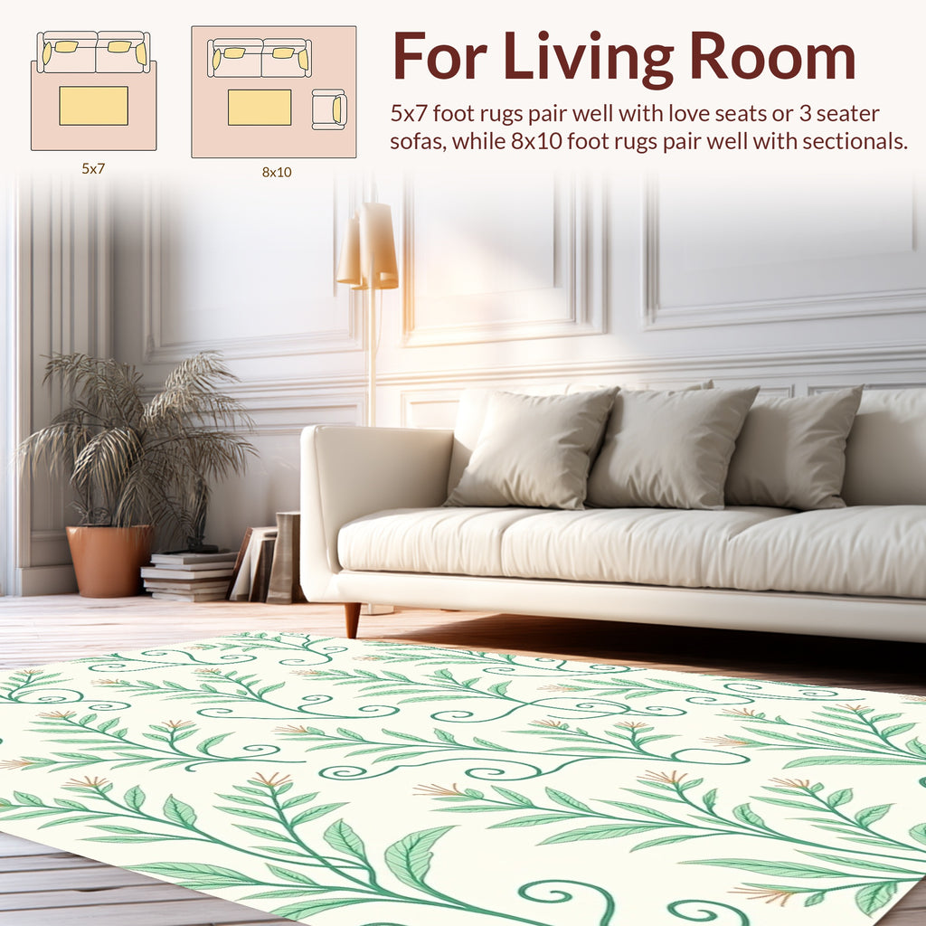 Botanical Swirl Vines Pattern Rug