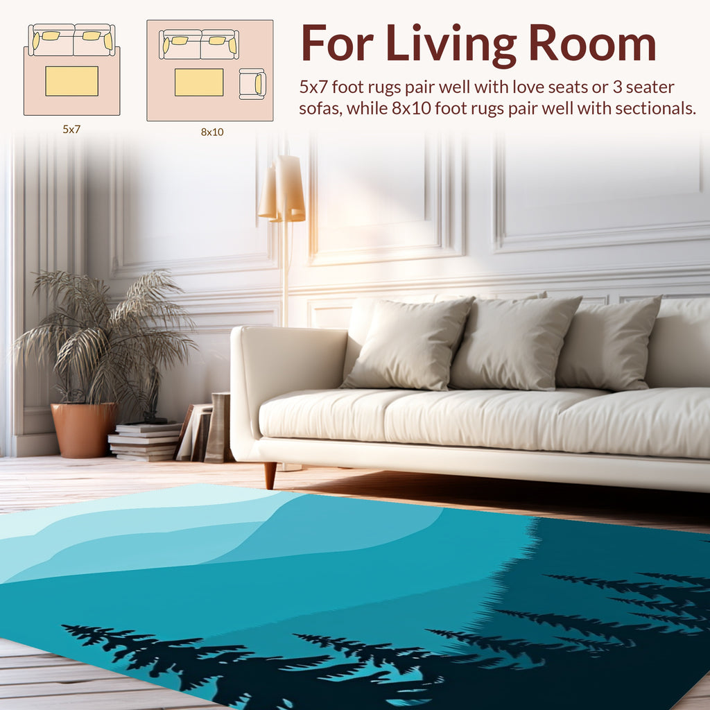 Layered Mountain Silhouette Woodland Vista Rug