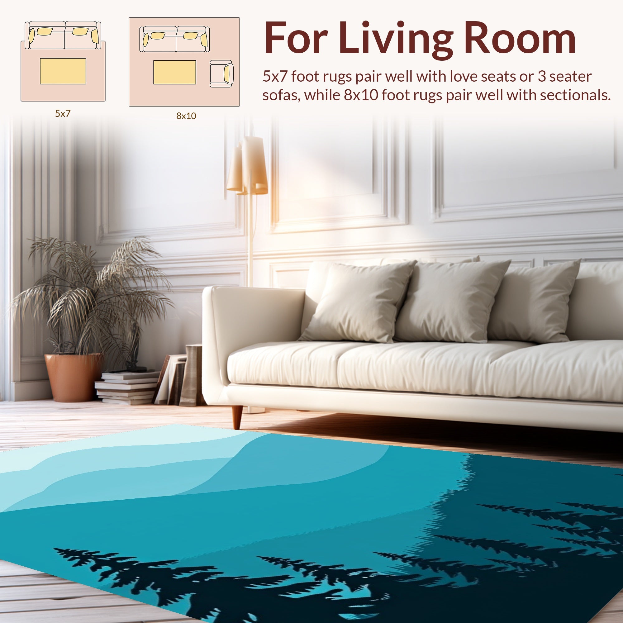 Layered Mountain Silhouette Woodland Vista Rug