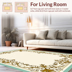 Ornate Golden Floral Border Design Rug