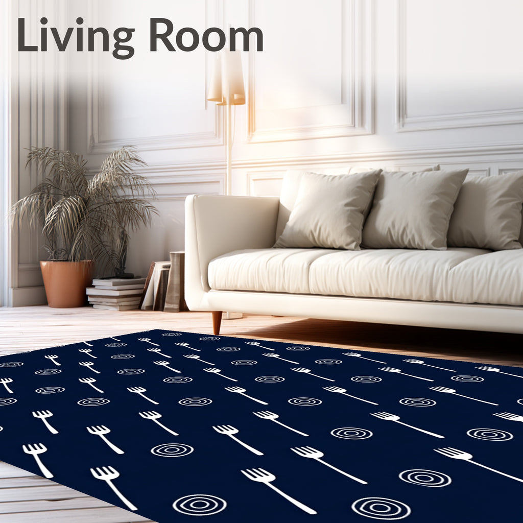 Delicate White Fork Collection Repeats Rug