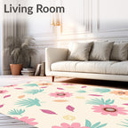 Whimsical Floral Palm Leaf Pattern Rug