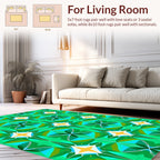 Emerald Green Geometric Starburst Pattern Rug