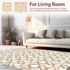 Brown Outline Organic Geometric Design Rug