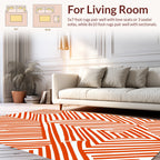 Bold Orange Geometric Zigzag Pattern Rug