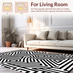 Bold Black and White Maze Pattern Rug