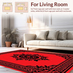 Bold Red Black Ornamental Arabesque Rug