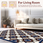 Geometric Lattice Indigo Burgundy Design Rug
