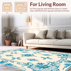 Elegant Blue Floral Medallion Pattern Rug