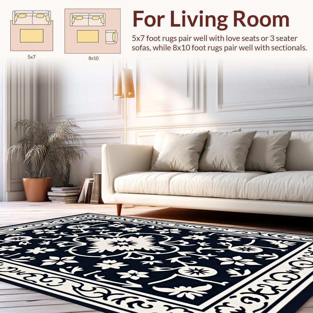 Classic Floral Vine Patterned Rug