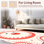 Coral Ivory Whimsical Dot Pattern Rug
