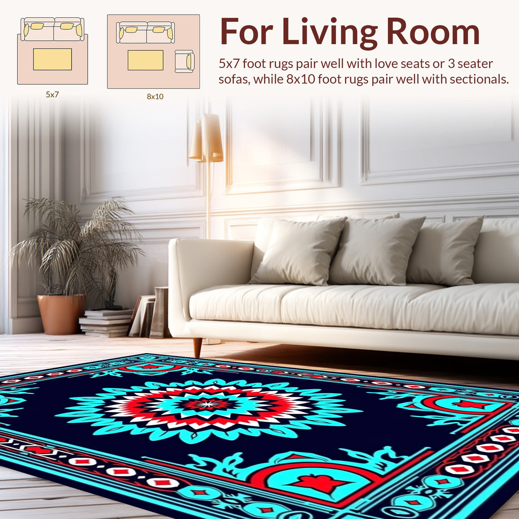 Bold Geometric Medallion With Border Rug