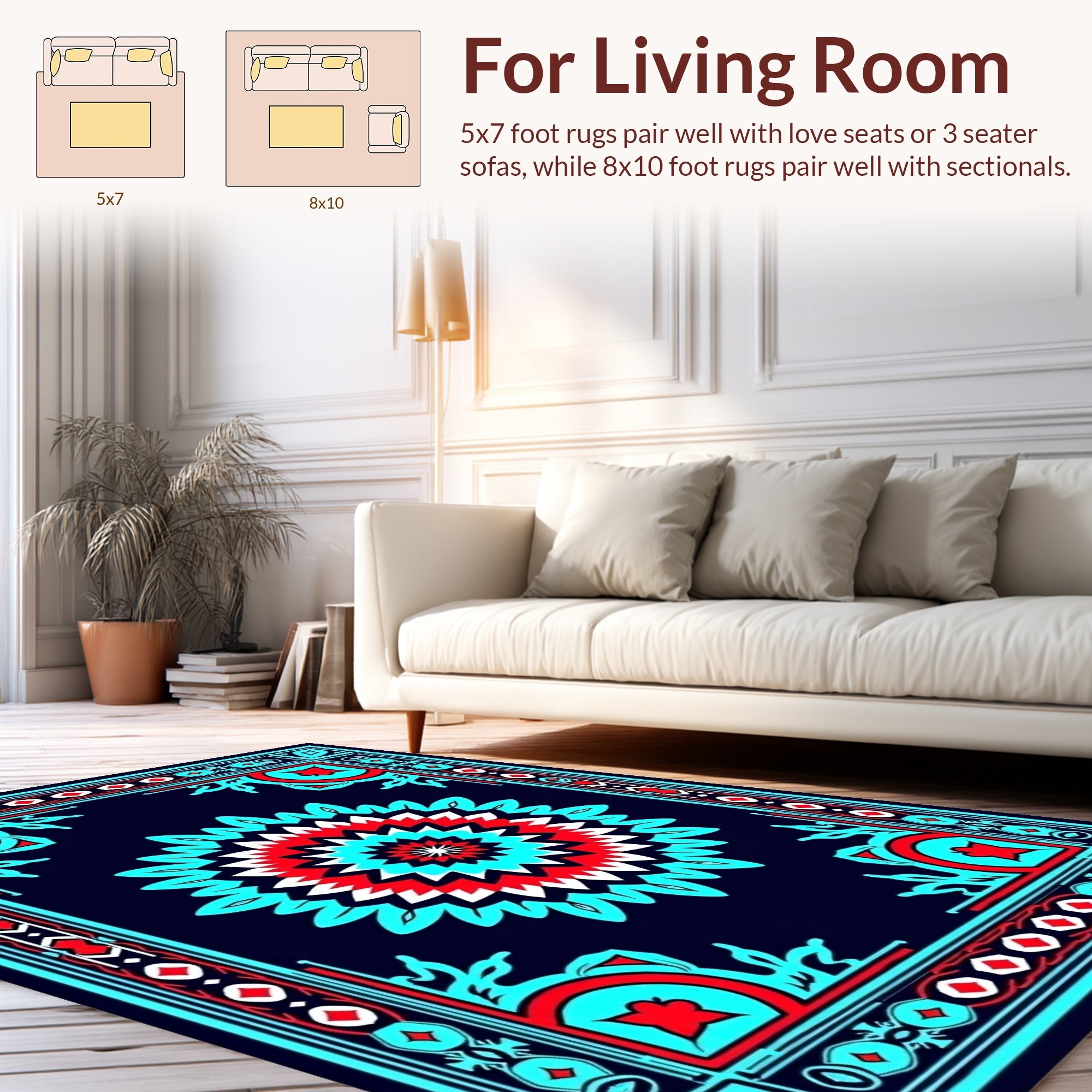 Bold Geometric Medallion With Border Rug