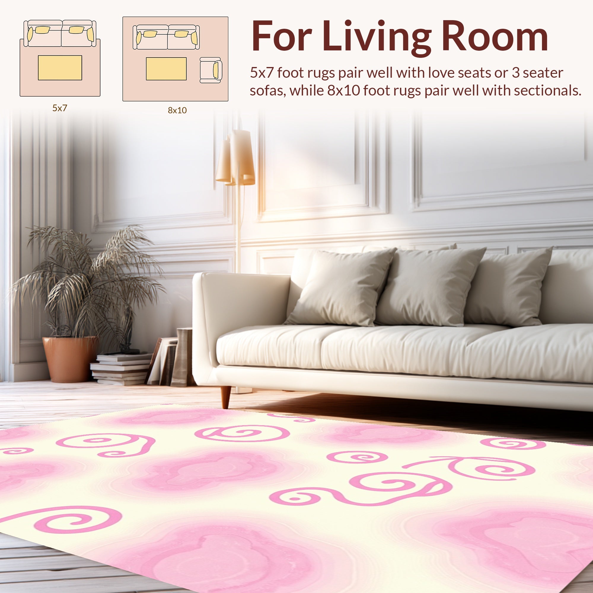Soft Pink Swirl Cloud Pattern Rug