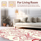 Red Swirl Botanical Pattern Rug