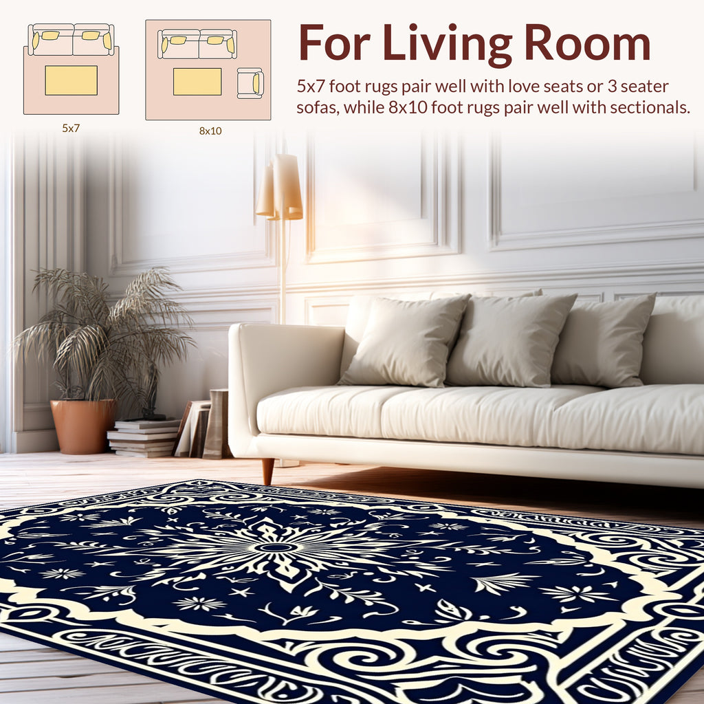 Dark Floral Sunburst Mandala Rug