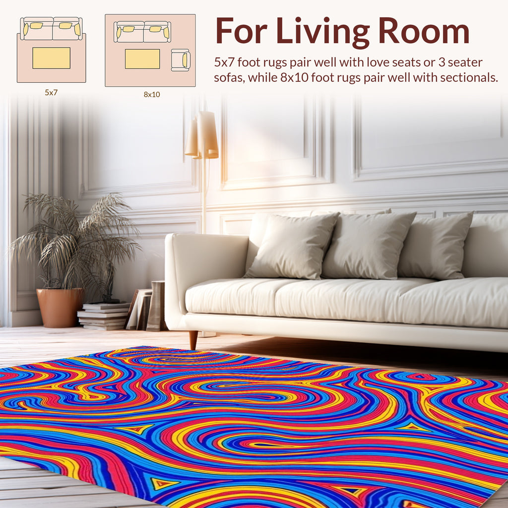 Swirling Triangles Vibrant Flow Rug