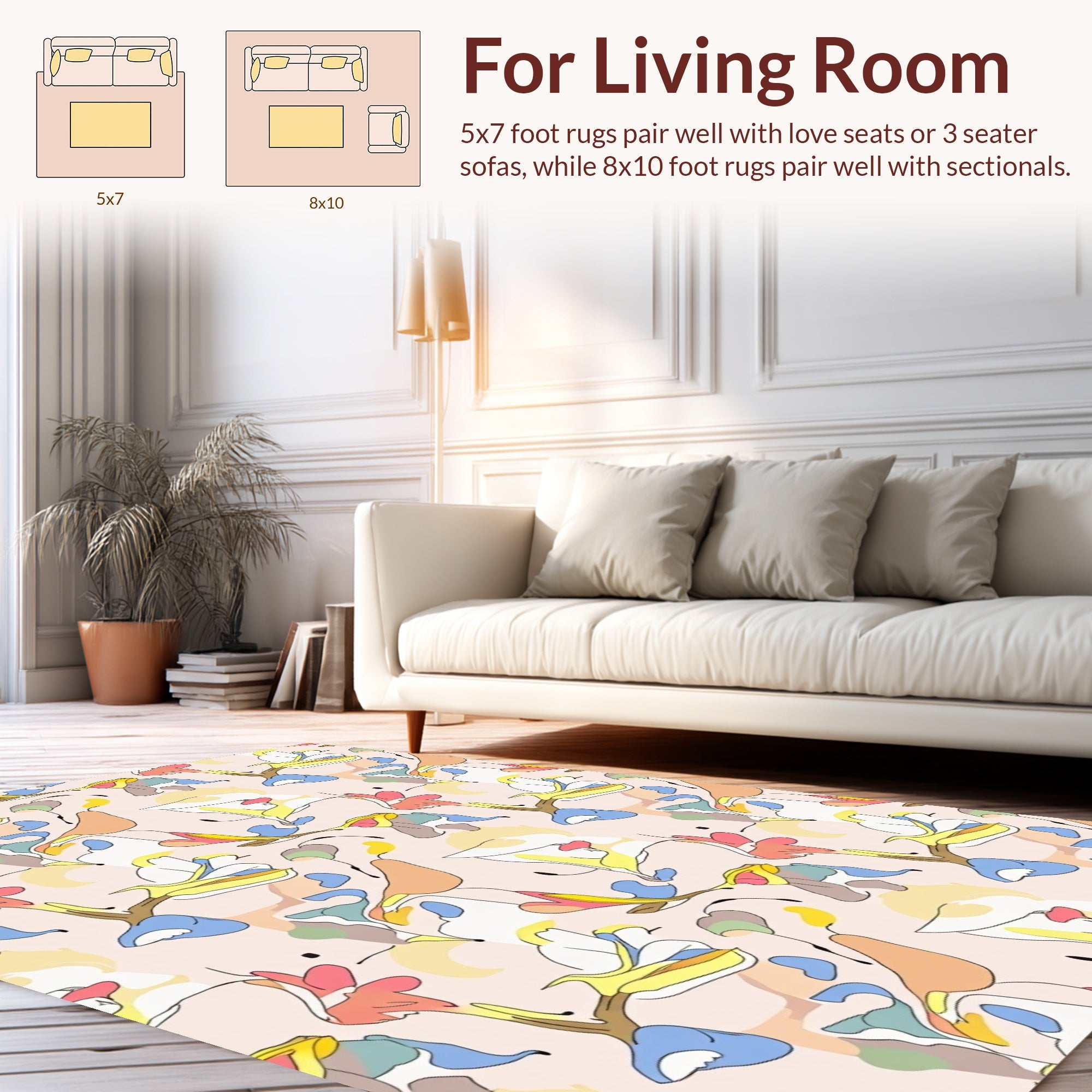 Abstract Floral Swirls Pattern Rug