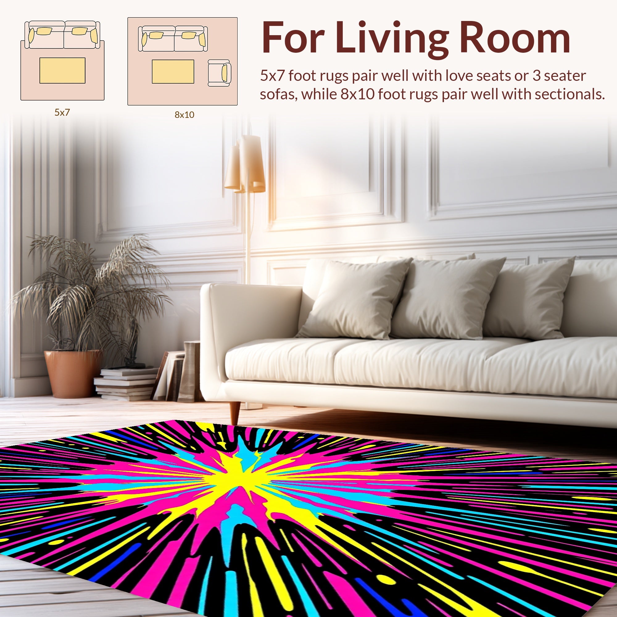 Vibrant Pop Starburst Pattern Design Rug