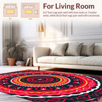 Vibrant Crimson Yellow Dental Mandala Rug